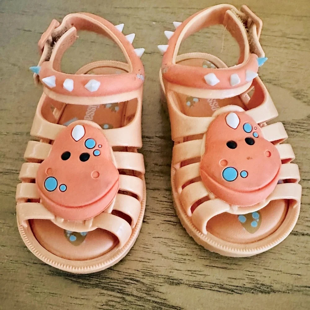 Mini Melissa | Francxs Dino Baby Orange Pink Coral Sandals | size 6